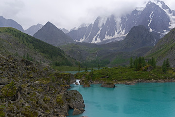 Upper Shavlinskoe Lake. Altai Mountains, Russia.