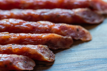 Kabanos.Traditional Polish thin dry smoked sausage.