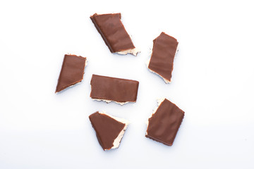 delicious pieces of chocolate. sweet chocolate food photo
