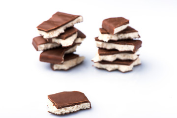 delicious pieces of chocolate. sweet chocolate food photo