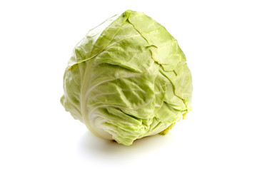 Juicy raw cabbage, close-up, isolated on white background