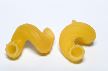 Pasta on a white background close-up.