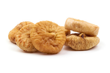 Tasty Organic Dried Figs berries, close-up, isolated on white background