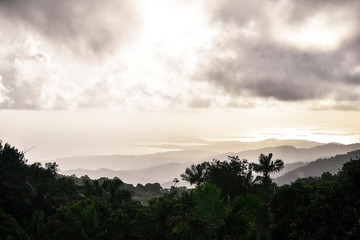 Fototapeta na wymiar View from El Yunque Peak in El Yunque National Forest in Puerto Rico 