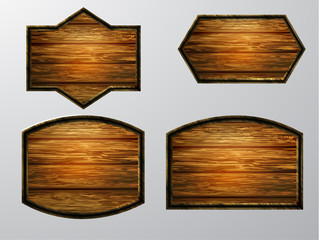 Vector realistic illustration of wooden signboard