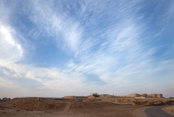 A  view of 16th century Bahrain fort with beautiful clouds