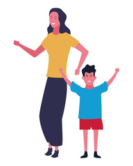 Single mother with kid son