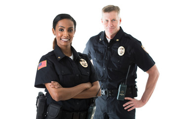 Police: Officer Partners Standing Together - obrazy, fototapety, plakaty
