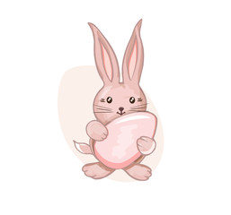  Easter Bunny is holding an egg. Vector illustration. Eps