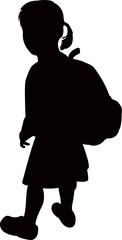 a student girl, silhouette vector