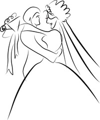 just married couple dancing, illustration vector