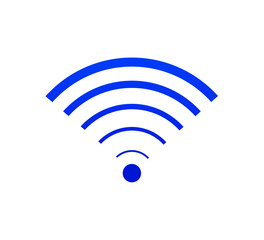 Wi-fi sign of blue color on white background. Full internet connection.