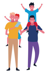 Family with kids cartoons