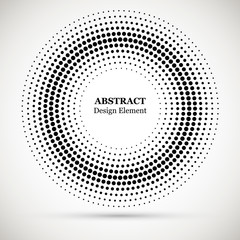 Halftone dotted background circularly distributed. Halftone effect vector pattern.Circle dots isolated on the white background.Border logo icon. Draft emblem for your design.