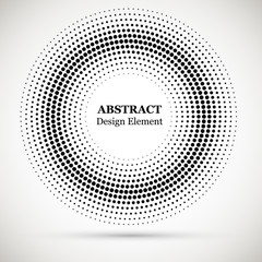 Halftone dotted background circularly distributed. Halftone effect vector pattern.Circle dots isolated on the white background.Border logo icon. Draft emblem for your design.