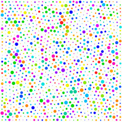 Fototapeta na wymiar Vector colorful dotted seamless pattern. Multicolored decorative design card.Holiday pattern abstract background. Isolated dots for your design.