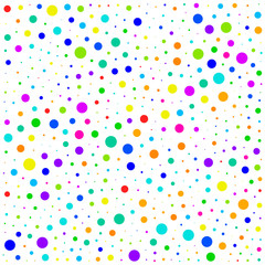 Vector colorful dotted seamless pattern. Multicolored decorative design card.Holiday pattern abstract background. Isolated dots for your design.