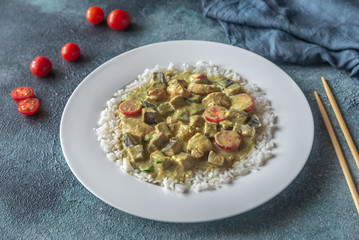 Thai green chicken curry with rice