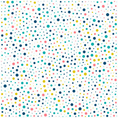 Vector colorful dotted seamless pattern. Multicolored decorative design card.Holiday pattern abstract background. Isolated dots for your design.