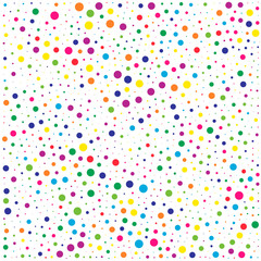 Vector colorful dotted seamless pattern. Multicolored decorative design card.Holiday pattern abstract background. Isolated dots for your design.