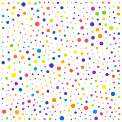 Vector colorful dotted seamless pattern. Multicolored decorative design card.Holiday pattern abstract background. Isolated dots for your design.