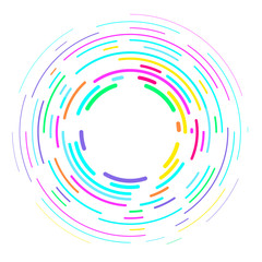 Vector modern creative backdrop of vivid multi colored curved elements.Multicolored decorative design halftone circle lines isolated on white.Circular abstract background.