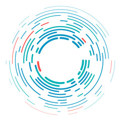 Vector modern creative backdrop of vivid multi colored curved elements.Multicolored decorative design halftone circle lines isolated on white.Circular abstract background.