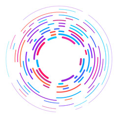 Vector modern creative backdrop of vivid multi colored curved elements.Multicolored decorative design halftone circle lines isolated on white.Circular abstract background.