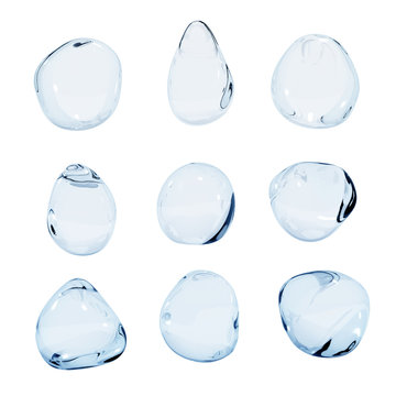 9 Wassertropfen 3D Render