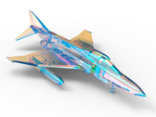 Fototapeta na wymiar 3D rendering - glass textured airplane