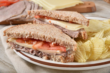 Homemade roast beef sandwich