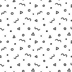 Seamless pattern in memphis style.