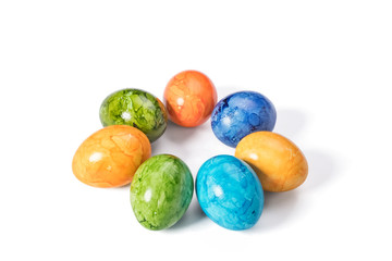 Different easter eggs isolated on white background