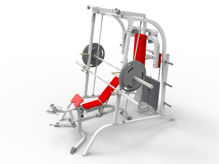 3D rendering - isolated gym bench model on white