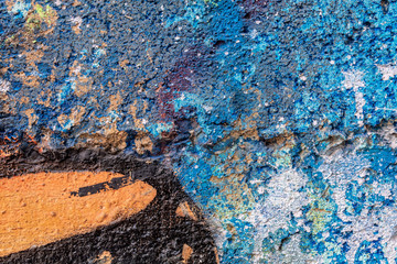 Blue/Orange/Black Painted Concrete Texture