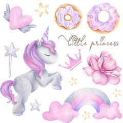 Cute watercolor girls set - Little princess © Yulyja Belova