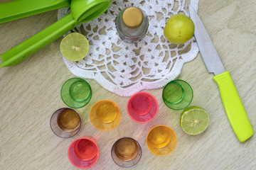 Shots of tequila (Mexican tequila, Guadalajara)