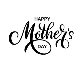 Happy Mothers day vector greeting card on white background. Hand drawn lettering as celebration badge, tag, icon. Text card invitation, template. - obrazy, fototapety, plakaty