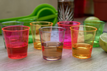 Shots of tequila (Mexican tequila, Guadalajara)