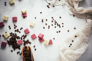 Chocolate and Coffee Bean Textured Background