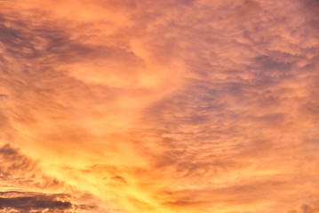 Gorgeous panorama scenic of the strong sunset with cloud on the orange and red sky