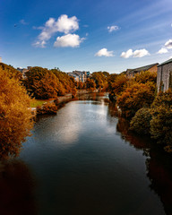 Fototapeta na wymiar River at Edinburgh city, Scotland Uk, Traveling in Europe