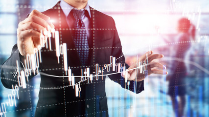 Forex trading, Financial market, Investment concept on business center background.