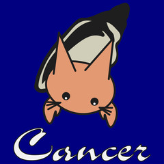 Bunny zodiac sign Cancer in cartoon style.