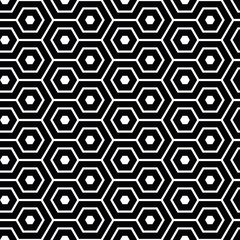 Elegant meandering hexagon in black and white. Geometrical vector seamless pattern. Abstract honeycomb design. Great for spa, hotel, beauty, marketing garden products, stationery, packaging, giftwrap