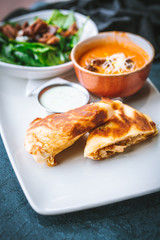 Panini and Tomato Soup with Spinach Salad