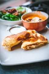 Panini and Tomato Soup with Spinach Salad