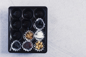 Eid Mubarak. Different iftar sweets. Celebrating Eid Al Adha. Islamic traditional holiday. Eid al-Fitr. Holly month Ramadan. Middle Eastern religious holiday. Dried date fruit. Flat lay, top view.