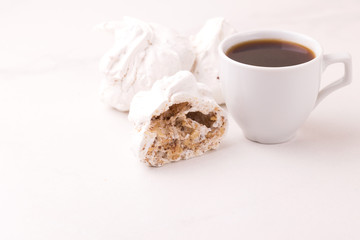 dessert. French meringues with nuts, pistachios