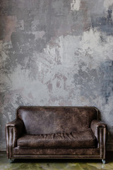 Brown leather couch